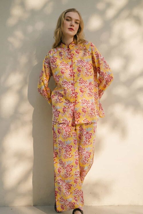 Comfortable floral pajama set for women.